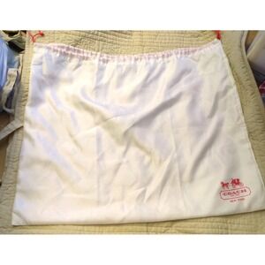 Coach Large Drawstring Dust Bag Red Classic Logo 23-1/2 X 19 1/2 White Used